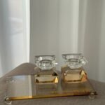 סט פמוטים ומגש קריסטל זהב