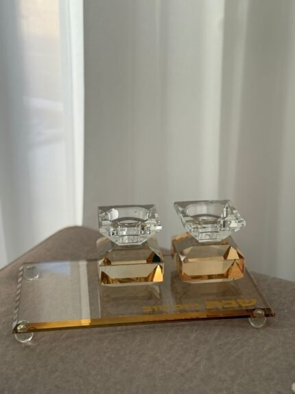 סט פמוטים ומגש קריסטל זהב