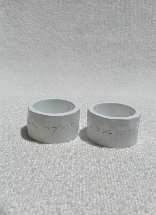 צמד פמוטים יוקרתי בטון לבן